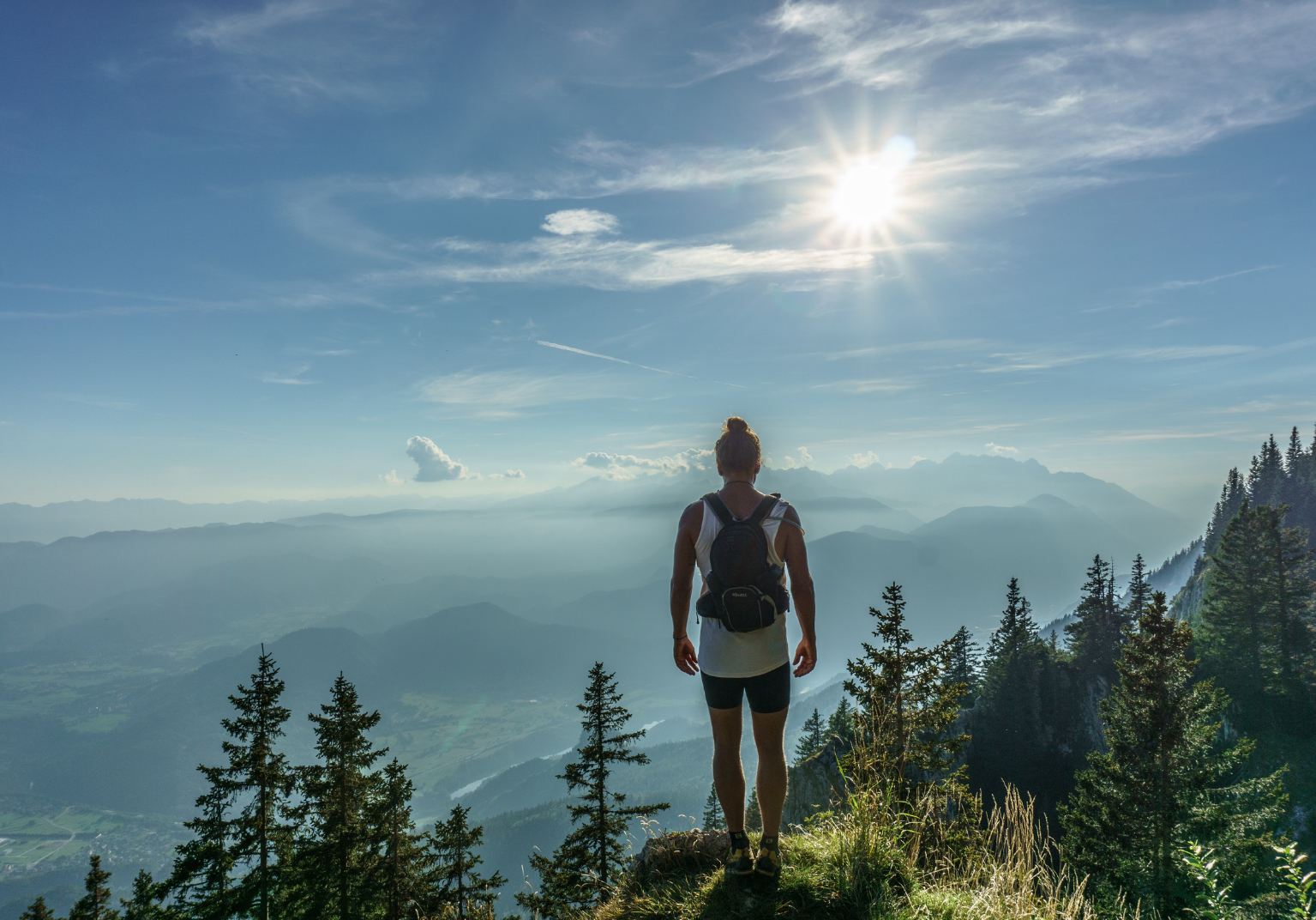 A picture of a man hiking